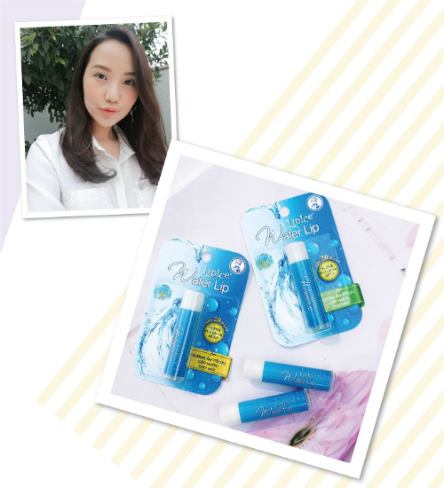 Primmy Trương bật mí, hôm nào môi quá khô do dùng son lì hay thời tiết trở lạnh là cô lại tìm đến ngay LipIce Water Lip. Thỏi son này có công thức dưỡng ẩm từ Collagen, Squalane, chiết xuất Aloe Vera và Super Hyaluronic Acid (SHA). Thông thường, 1g HA có khả năng giữ đến 6 lít nước. Với SHA, khả năng này tăng gấp đôi, giúp làn môi luôn mềm mịn, không bị khô.Theo Primmy, khi thoa LipIce Water Lip lên môi, từng tế bào như được cấp ẩm lập tức, môi mềm hẳn ra. Sản phẩm đem lại cảm giác tươi mát, dễ chịu cho làn môi. Một điểm cộng nữa là sản phẩm có chỉ số SPF 20, giúp chống lại tác hại của ánh nắng mặt trời.